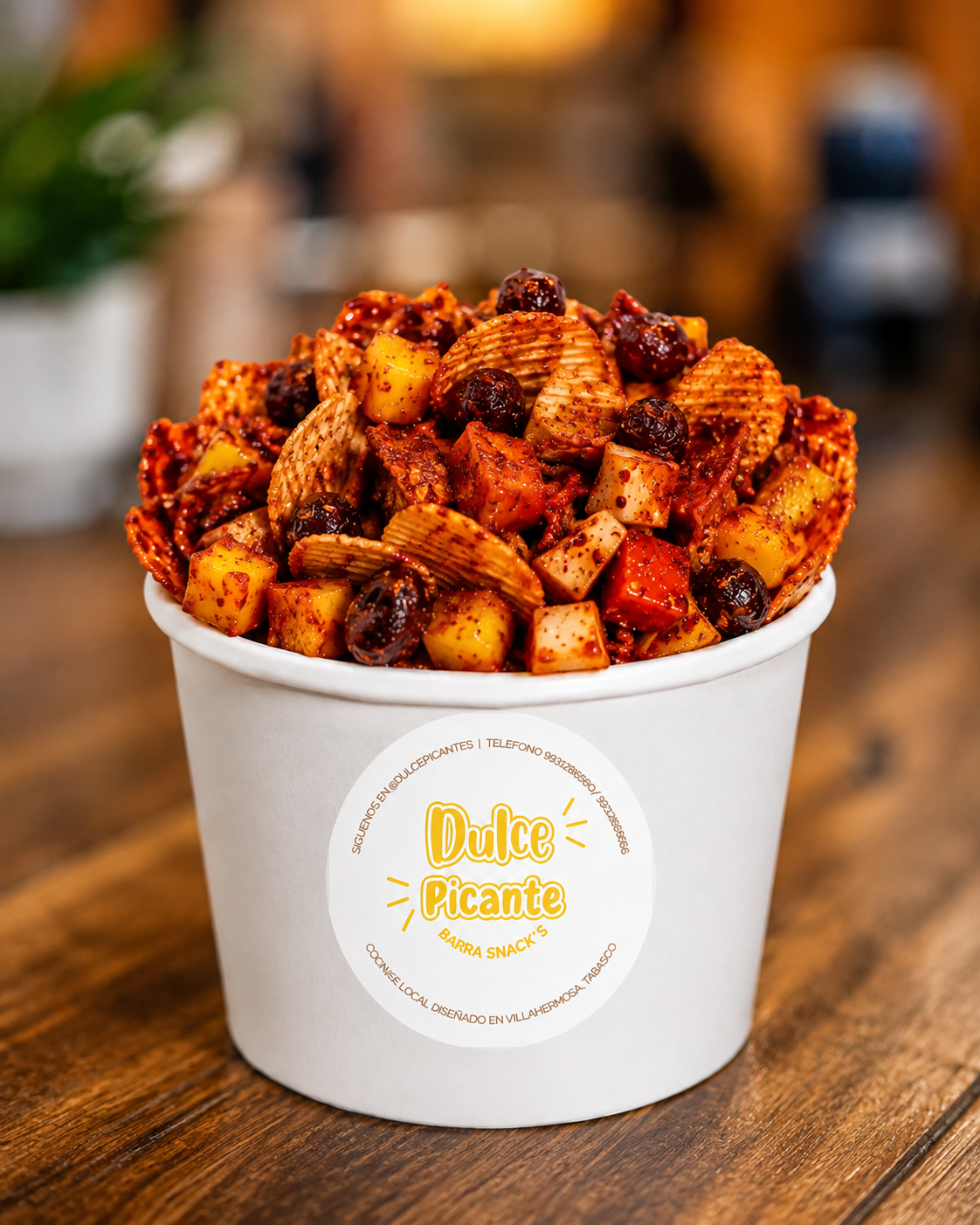 Vaso Loco de Dulce Picante con botanas, gomitas, fruta y chamoy